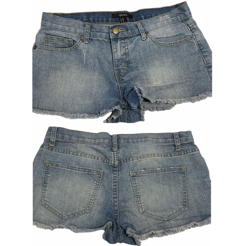 Forever 21 Womens Sz 28 Blue Jean Denim Shorts Cut